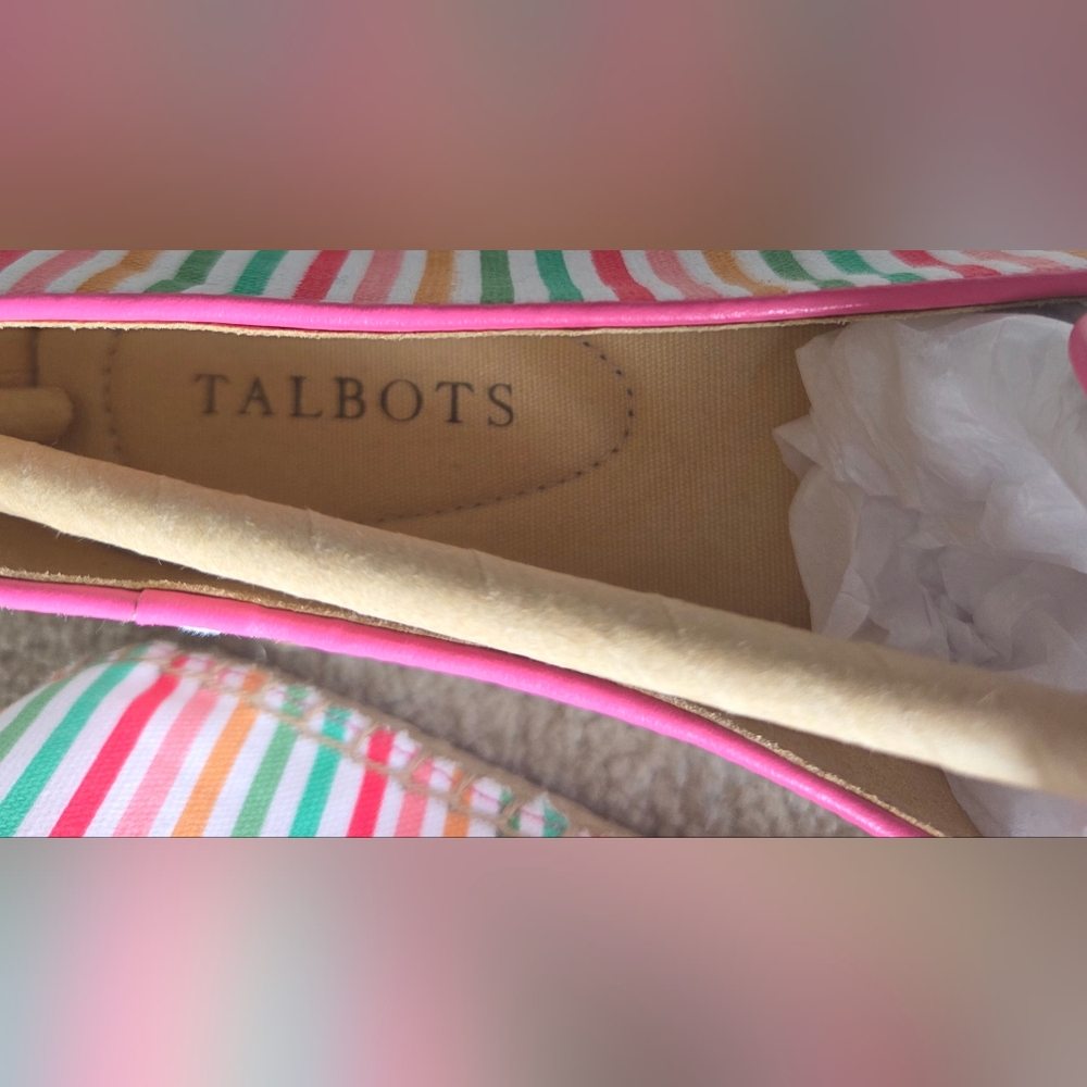 Talbots Izzy Colorful Striped Pink Toe Espadrilles Size 9.5 - Picture 4 of 6